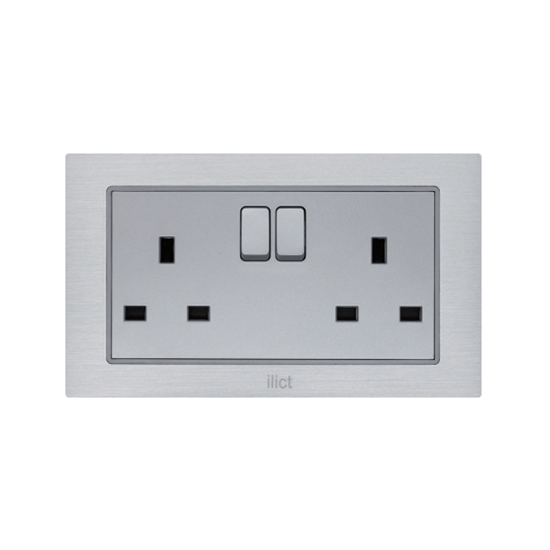 2-gang 13A DP socket with switch / 250V~ 13A