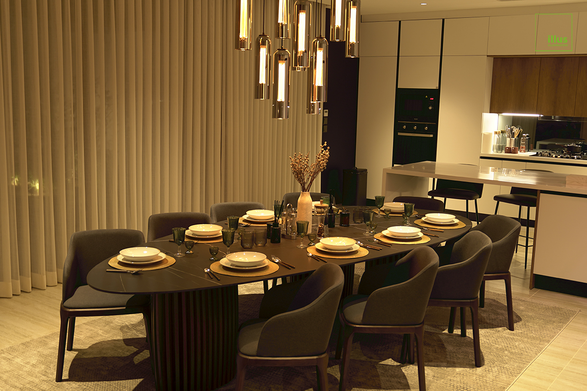 Illus-lighting-products-are-installed-in-the-dining-room-of-Riyadh-Villa